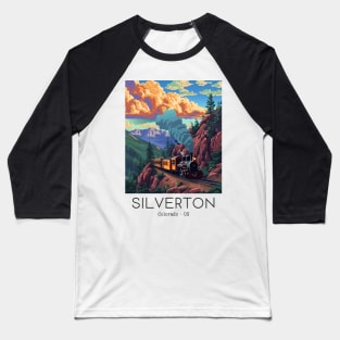 A Vintage Travel Illustration of the Durango and Silverton Narrow Gauge Railroad - Colorado - US Baseball T-Shirt